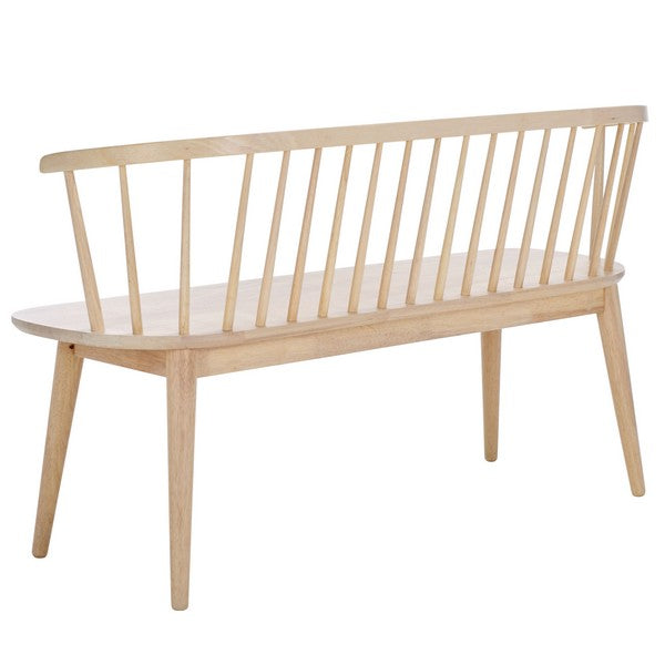 Blanchard Wood Bench in White-Washed with Spindle Back