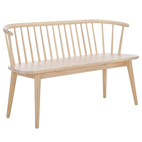 Blanchard Wood Bench in White-Washed with Spindle Back