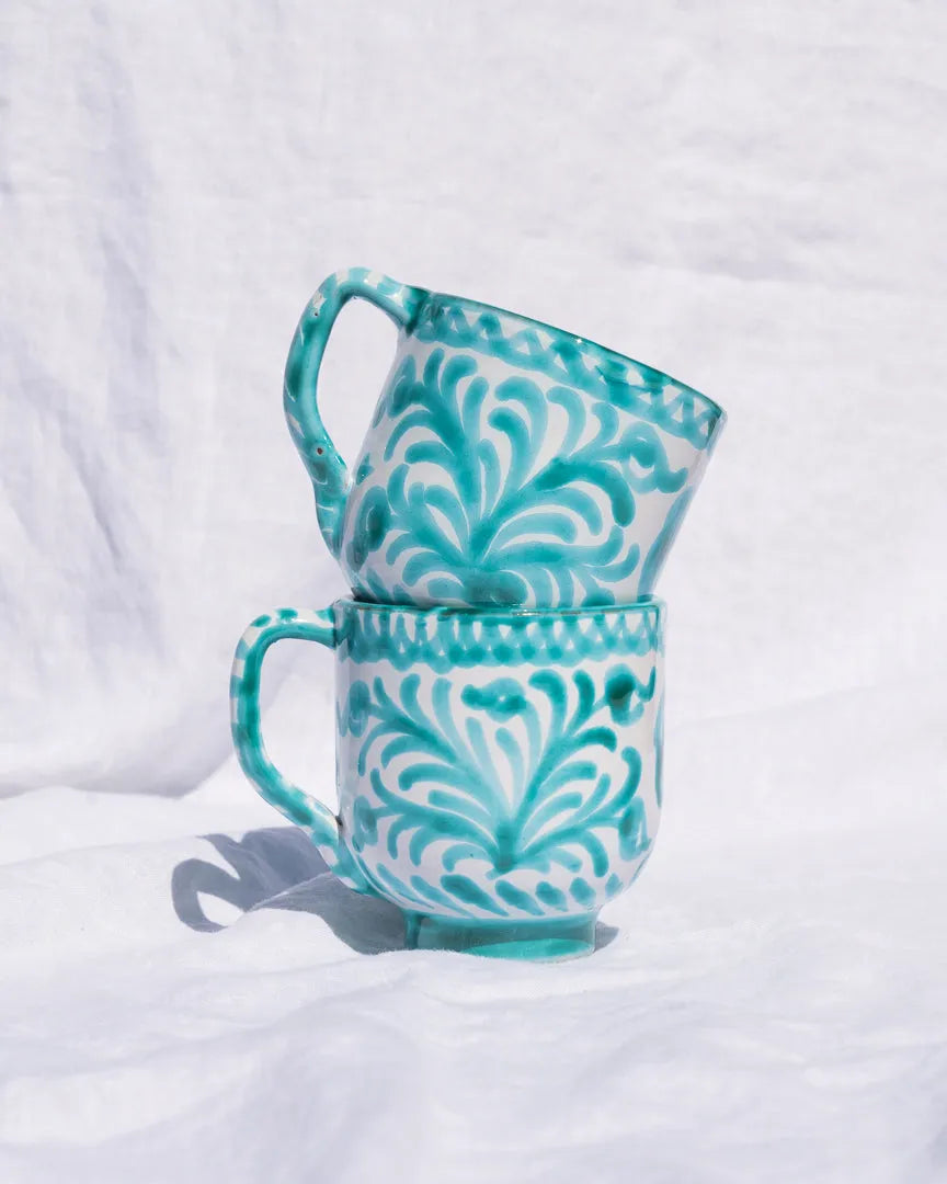 Mug with hand painted designs