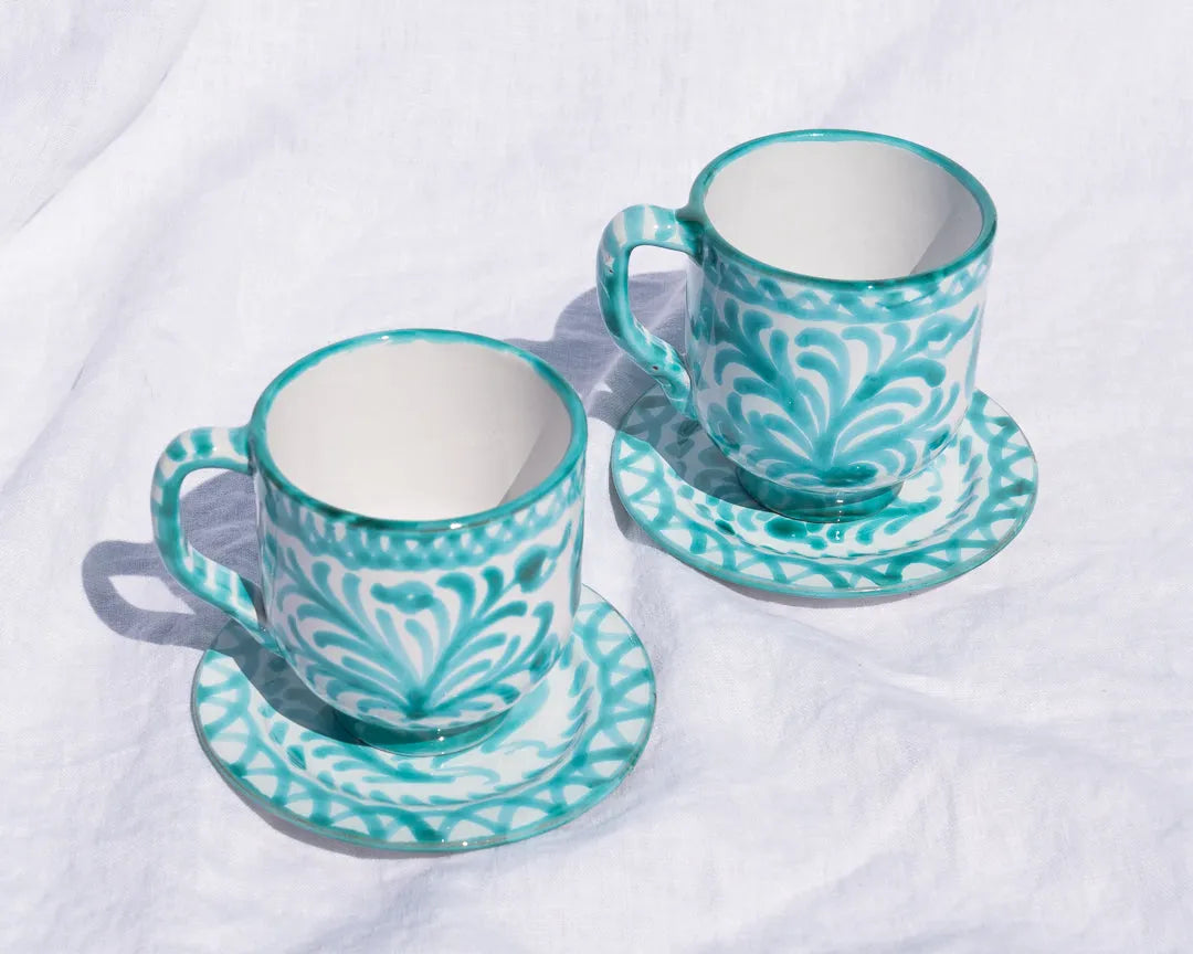 Mug with hand painted designs