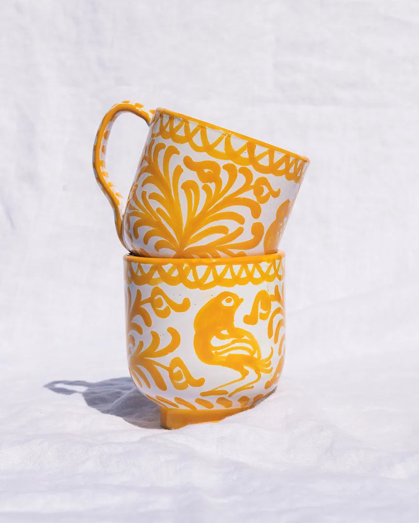 Mug with hand painted designs