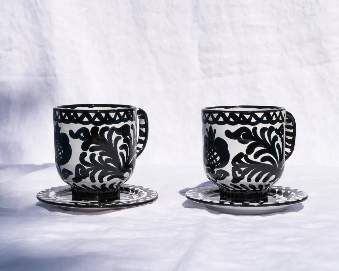 Mug with hand painted designs