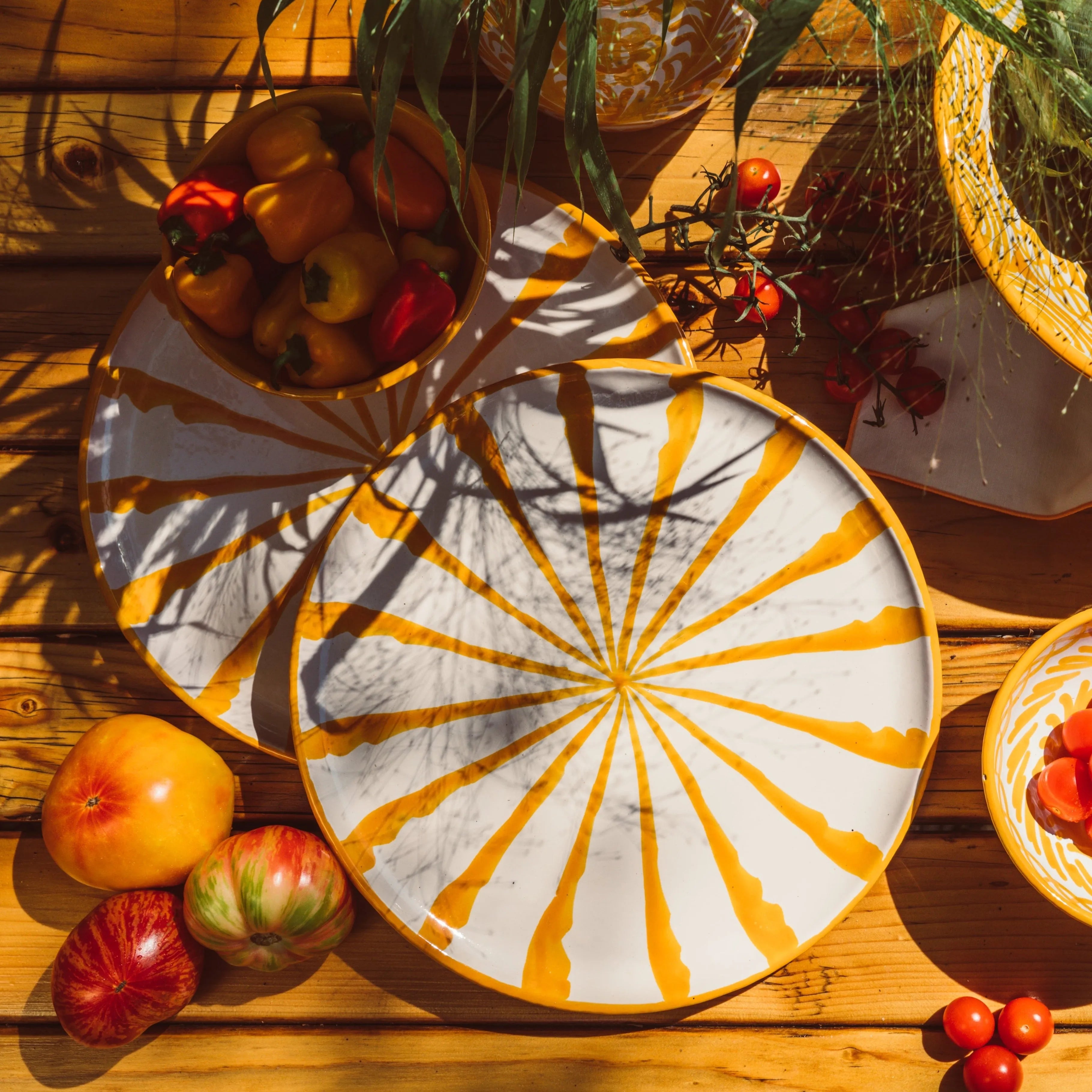 Dinner plate with candy cane stripes