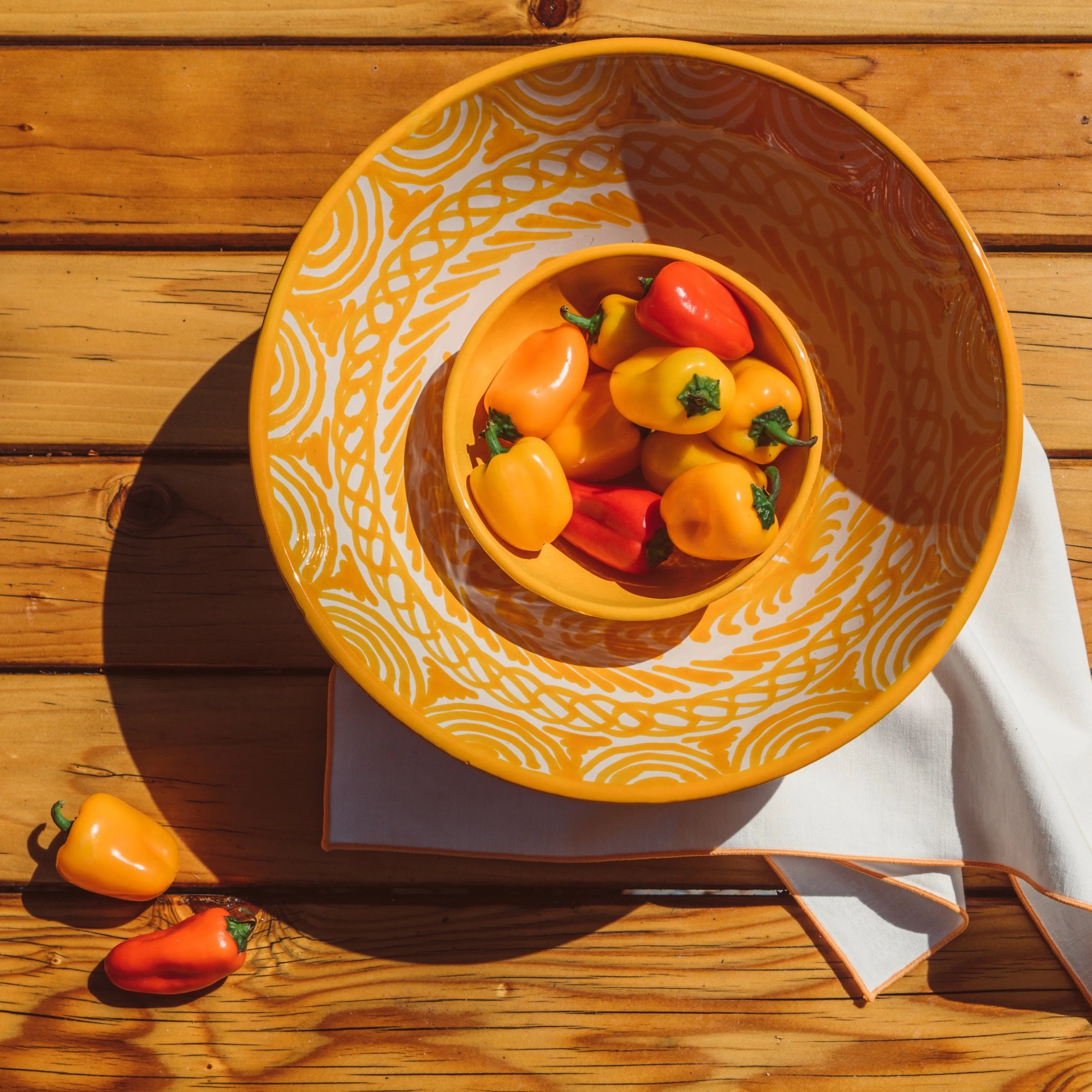 Large bowl with hand painted designs