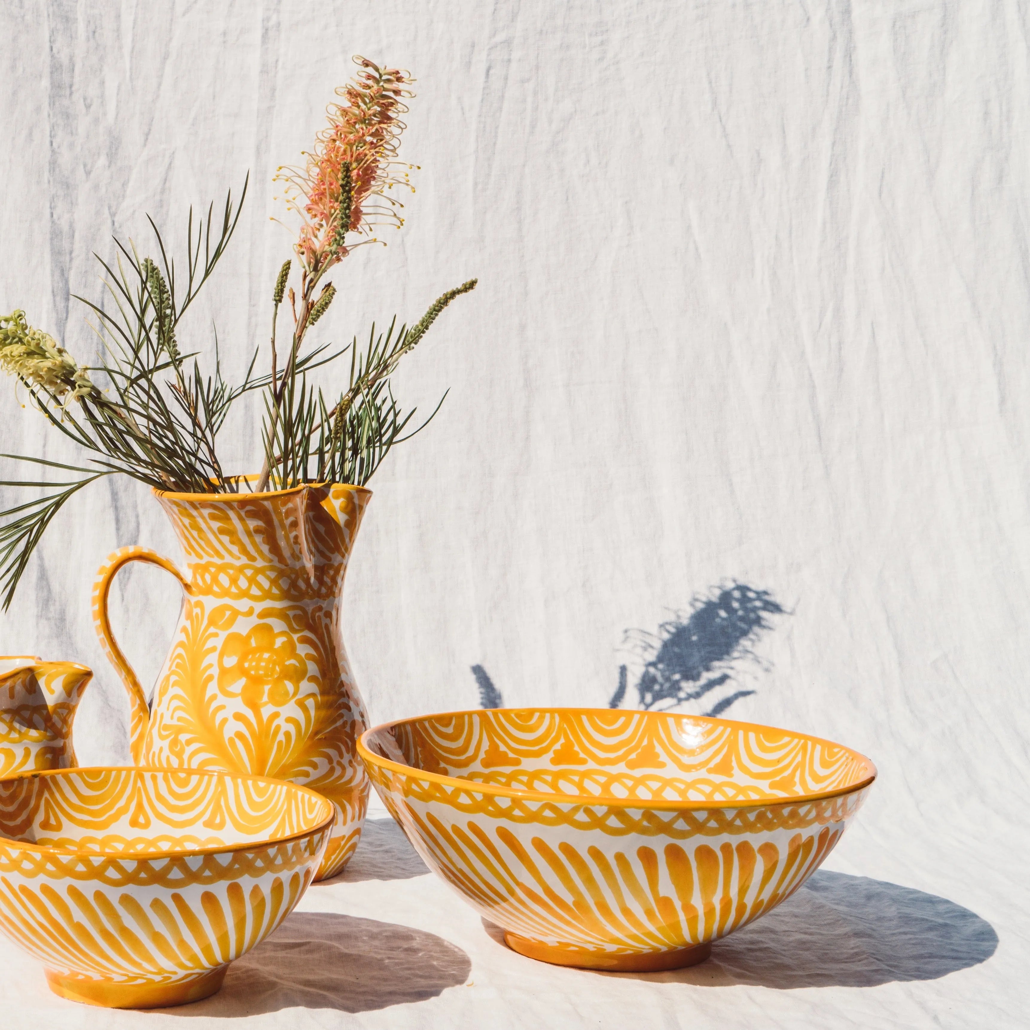 Large bowl with hand painted designs