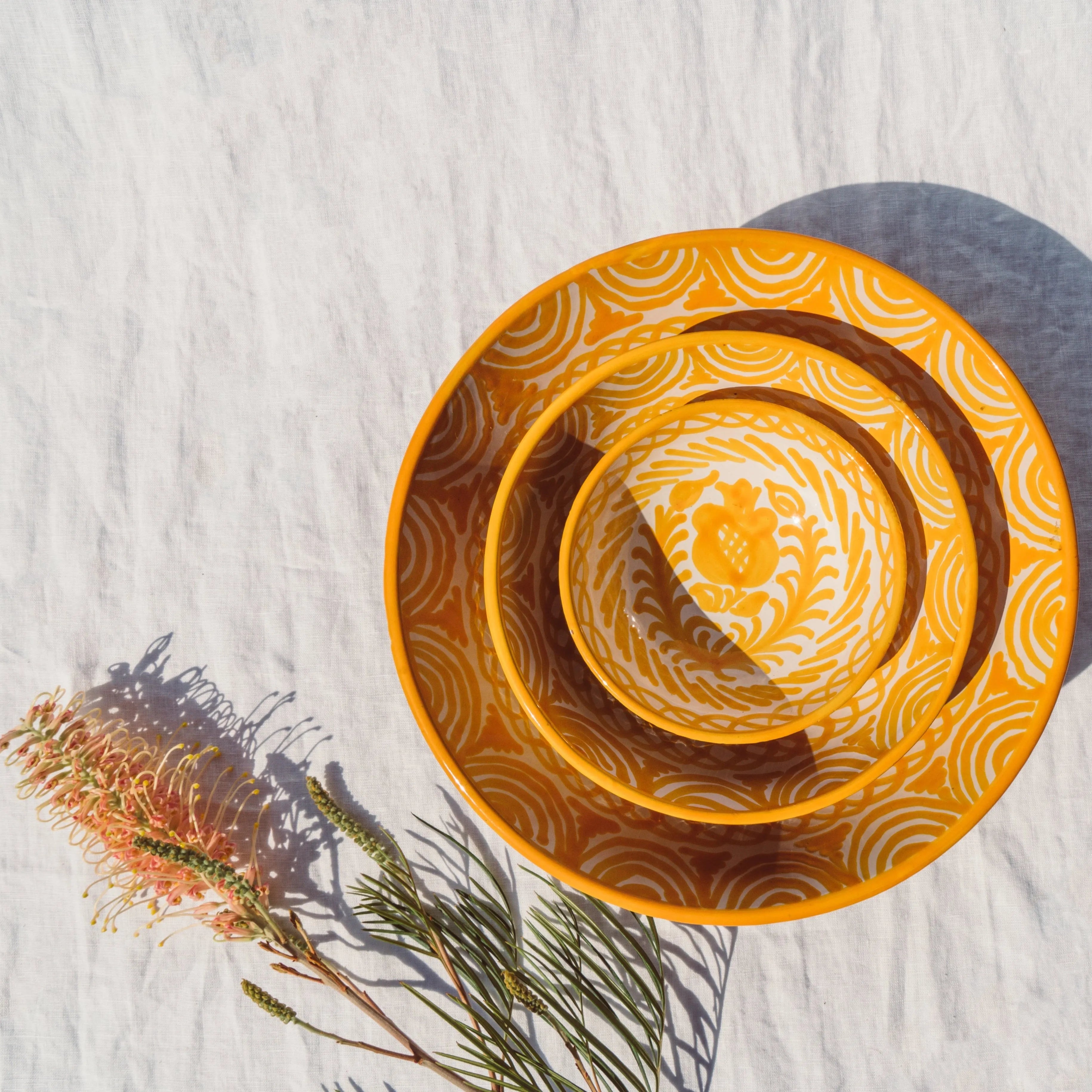 Large bowl with hand painted designs