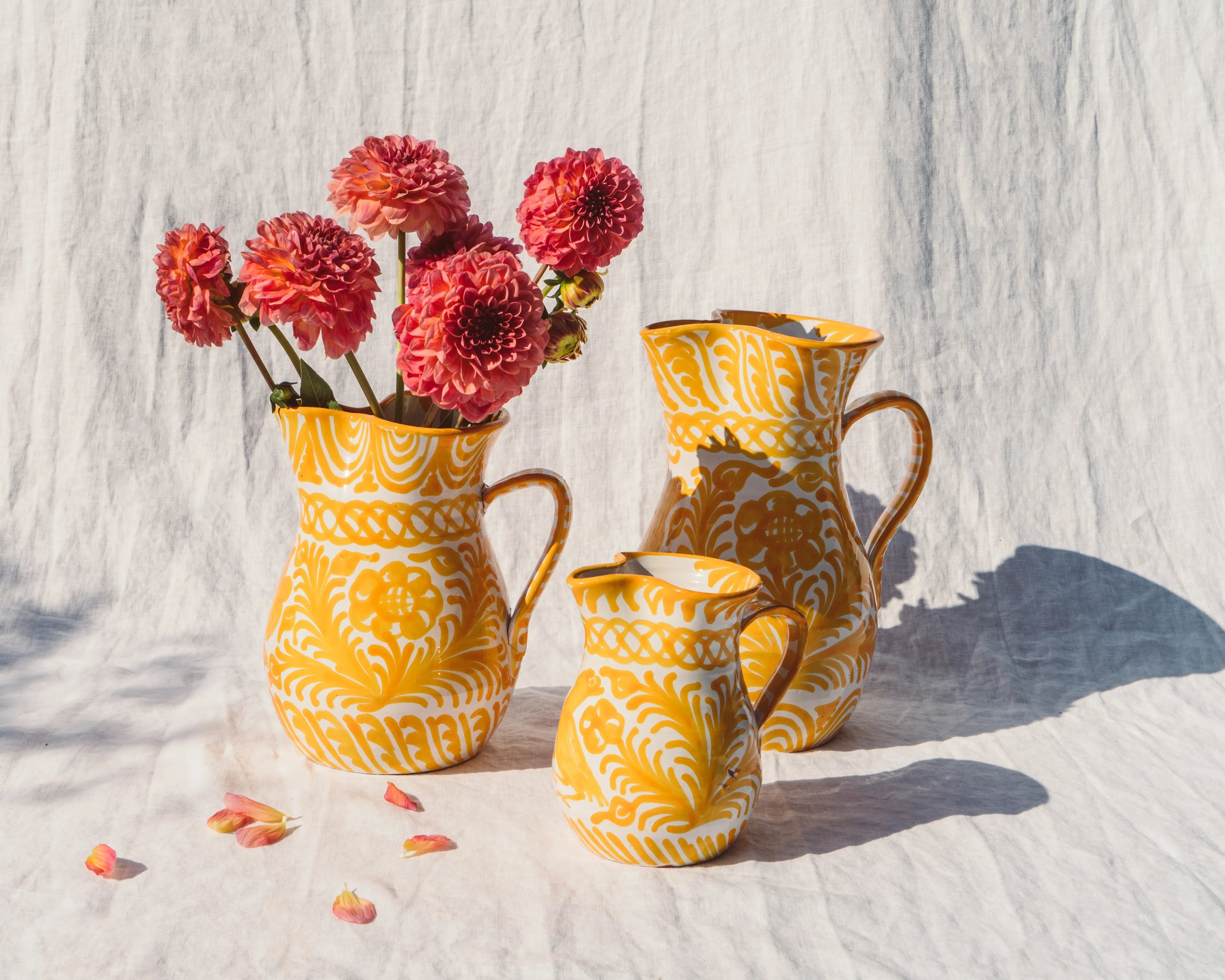 Medium pitcher with hand painted designs