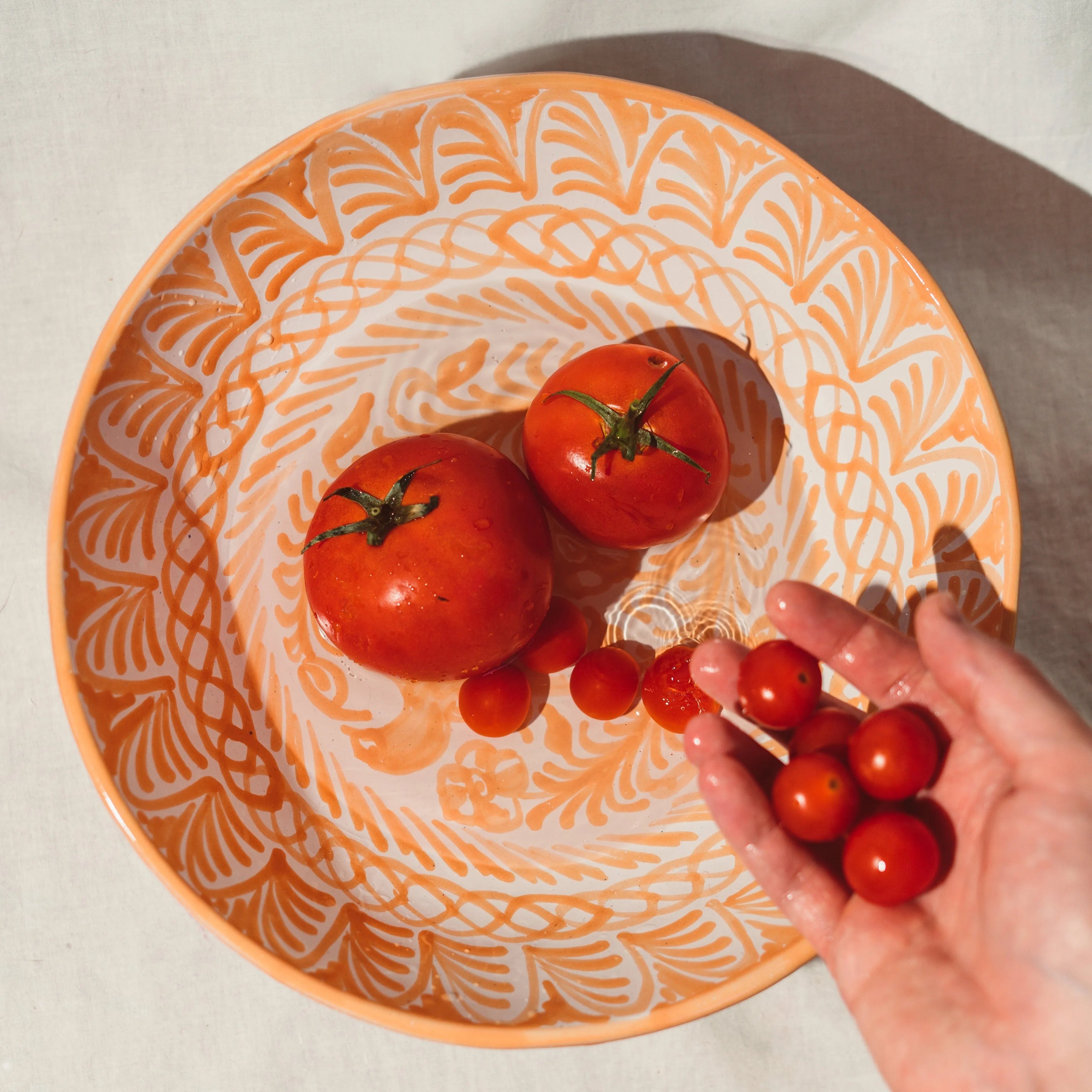 Large bowl with hand painted designs