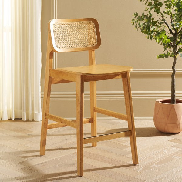 Luz Cane Rattan Counter Stool in Natural