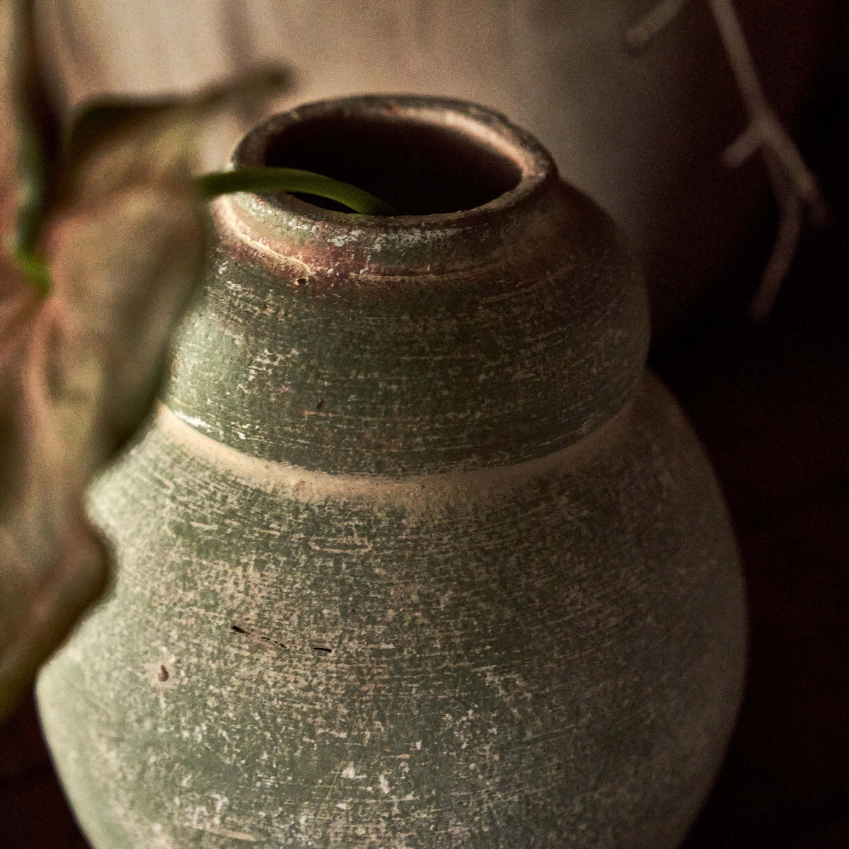 Terra Cotta Bud Vase, Greenwash