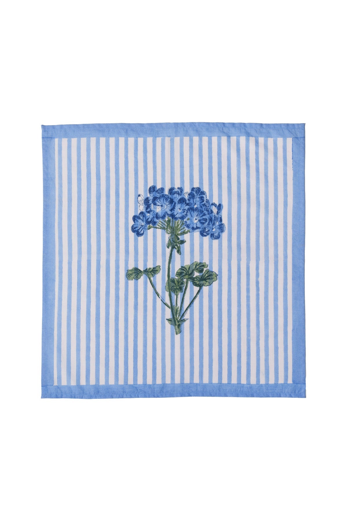 Blue Hydrangea Blockprint Napkins, Set of 4