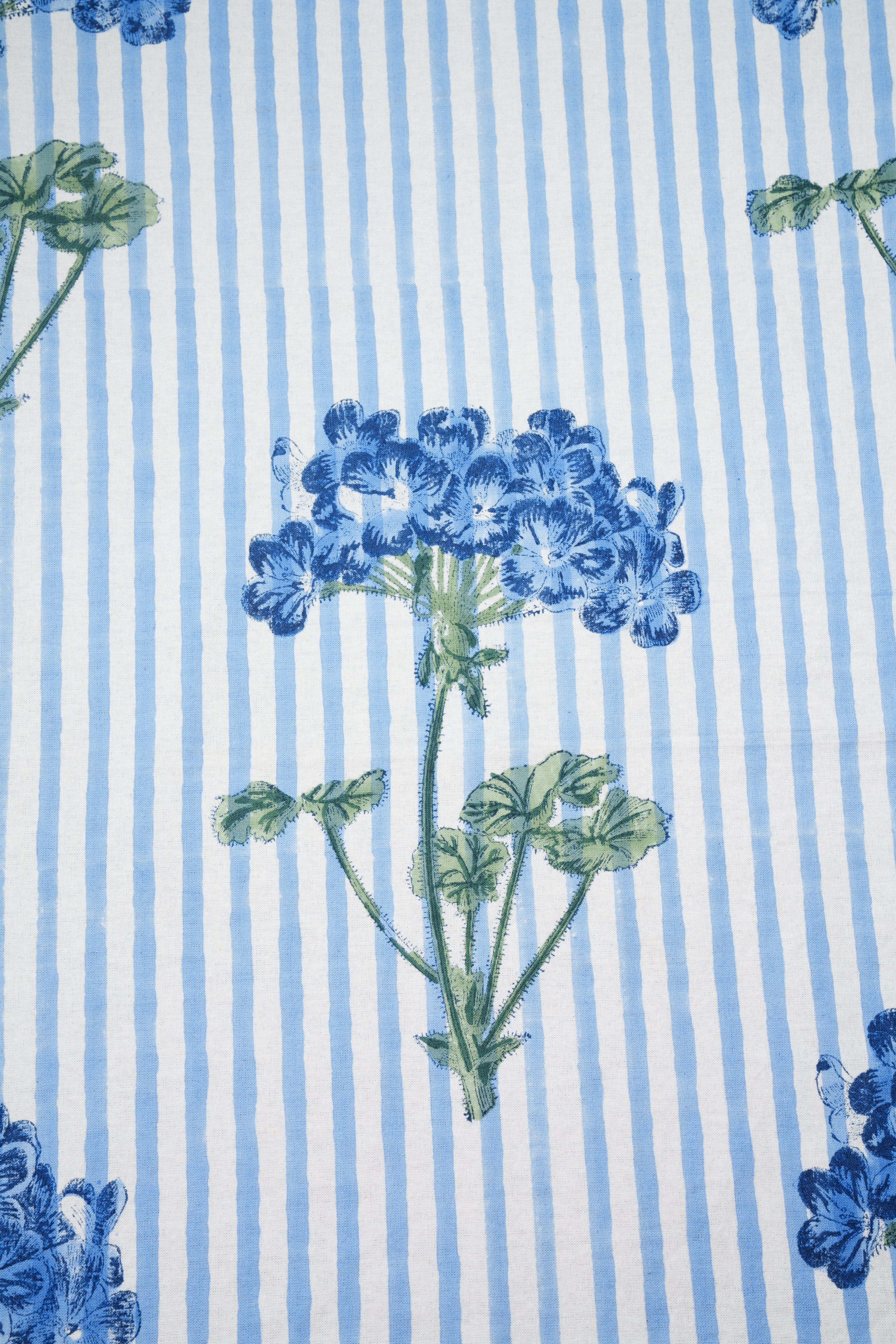 Blue Hydrangea Blockprint Tablecloth