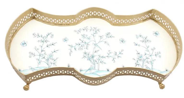 The Enchanted Home Ivory & Blue Scalloped Vanity Tray