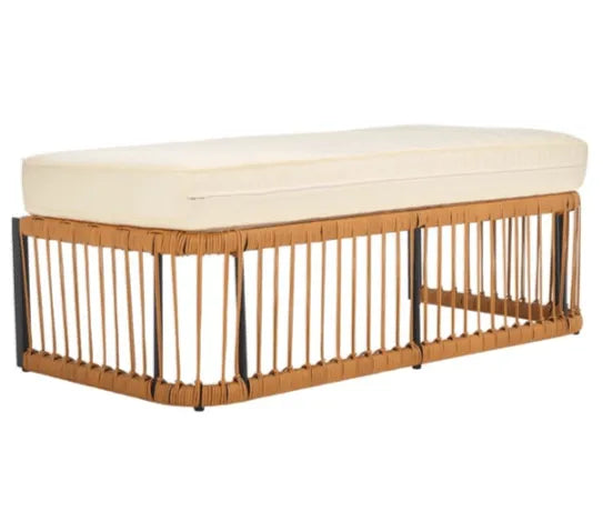 Safavieh Bola Bench in Natural/Beige with Rope-Weave Design