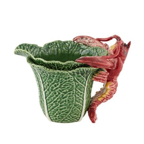 Bordallo Pinheiro Bordallo Pinheiro Ceramic Cabbage Pitcher with Lobster element