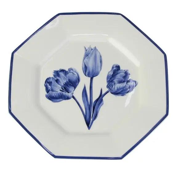 The Enchanted Home Stunning Blue and White Tulip Appetizer/Bread & Butter Plate