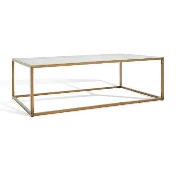 Safavieh Brynna White-Bronze  Rectangle Marble Coffee Table