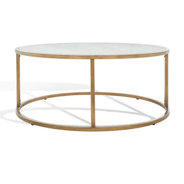 Safavieh Brynna White-Bronze Round Marble Coffee Table