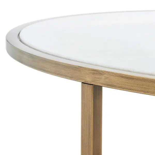 Safavieh Brynna White-Bronze Round Marble Coffee Table