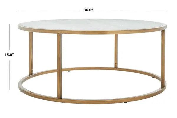 Safavieh Brynna White-Bronze Round Marble Coffee Table