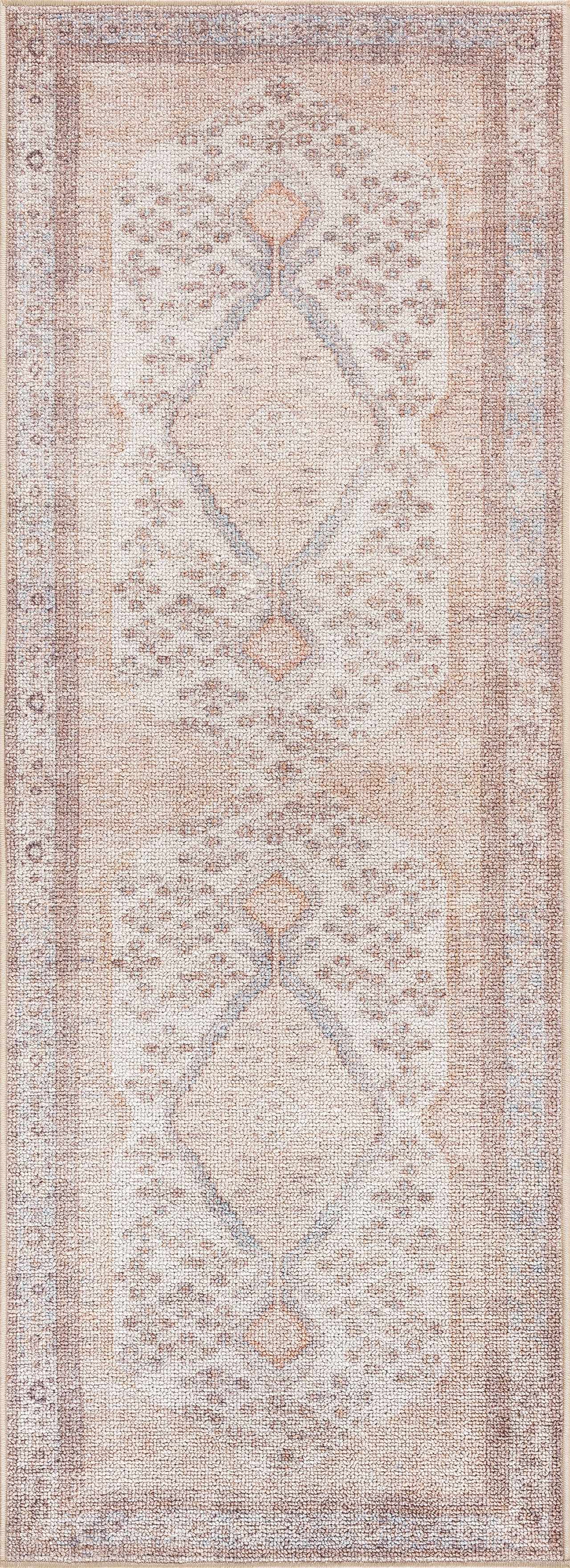 Analu Peach Polyester Area Rug