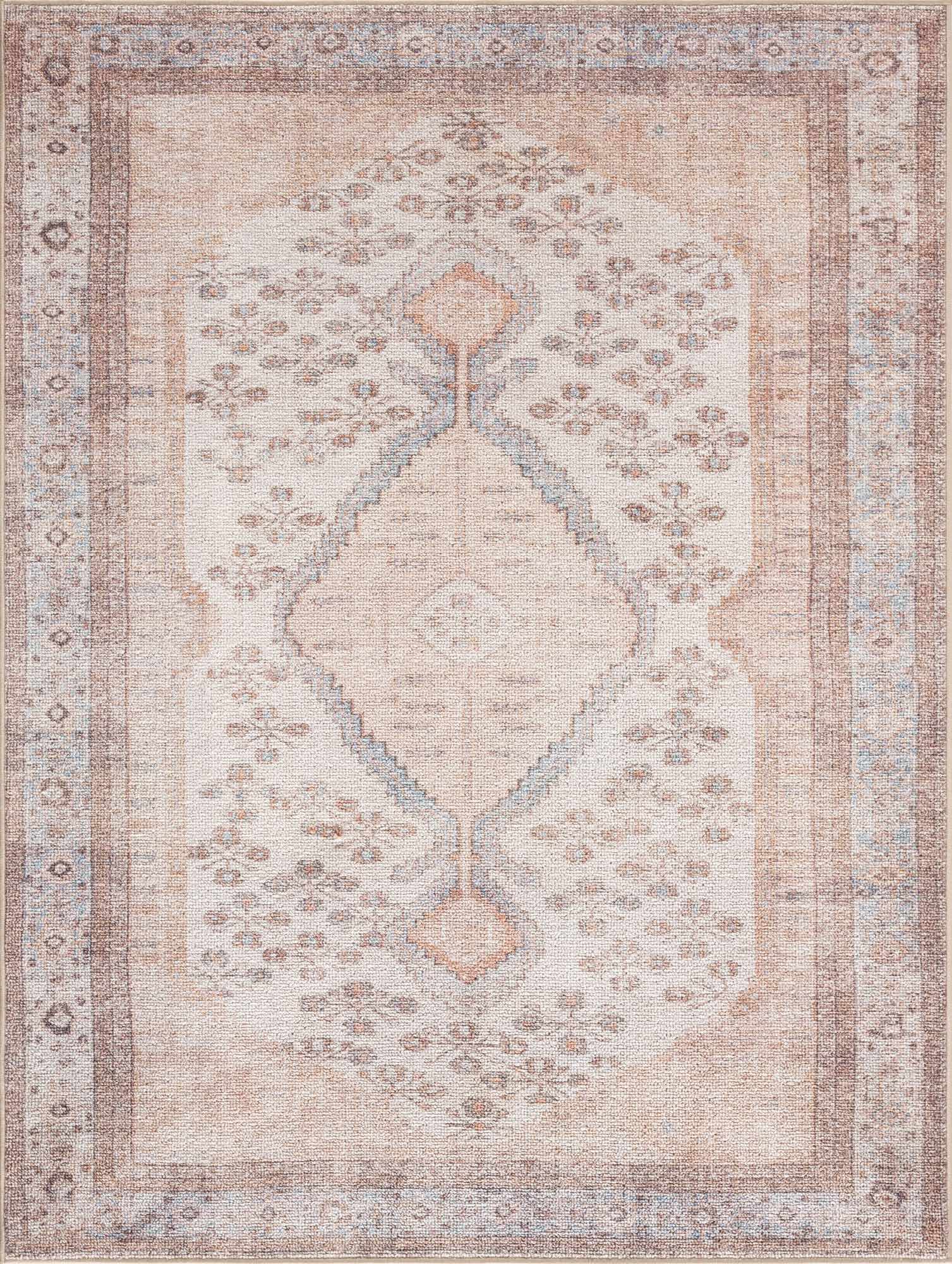 Analu Peach Polyester Area Rug