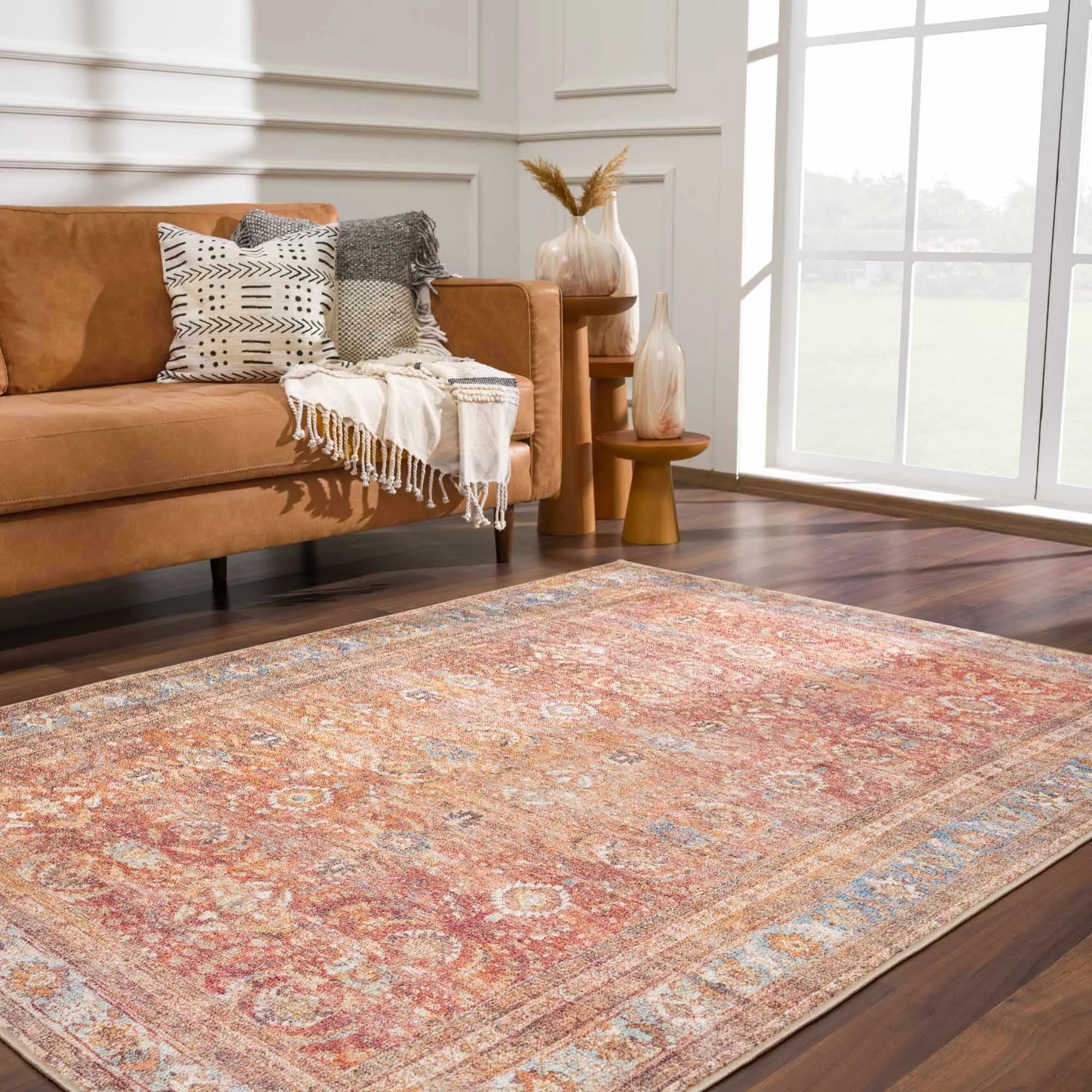 Anshu Peach Washable Area Rug - Clearance