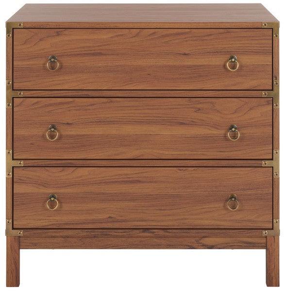 Safavieh Galio Walnut-Gold 3 Drawer Chest