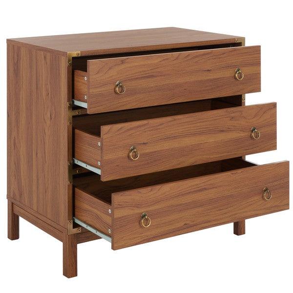 Safavieh Galio Walnut-Gold 3 Drawer Chest