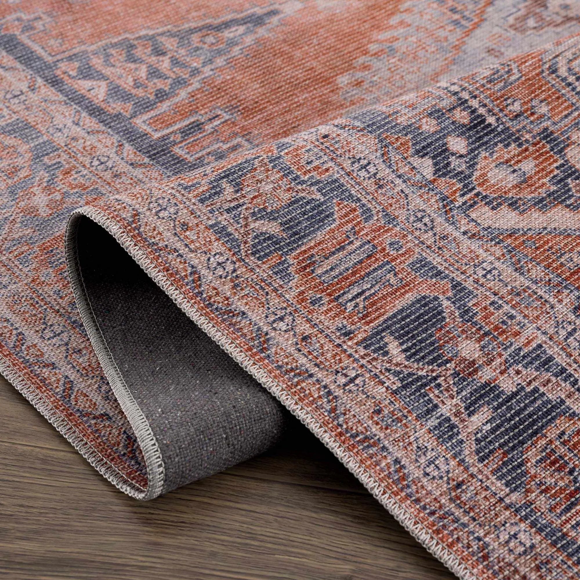 Taber Burnt Orange Washable Rug