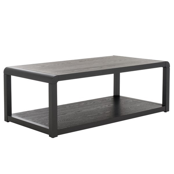 Omara Wood 2-Tier Coffee Table in Black