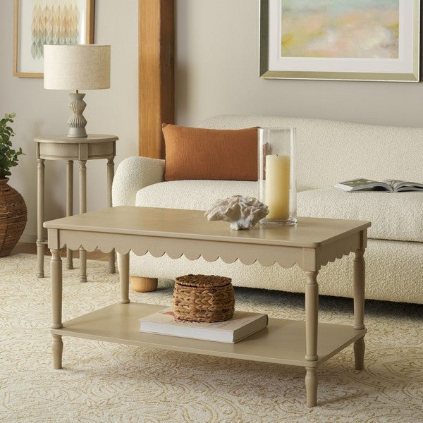 Haven Wood Coffee Table in Natural with Shelf