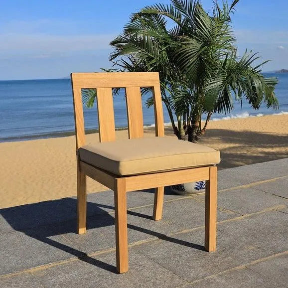 Montford Brazilian Teak Wood Dining Chair in Brown with Cushion (Set of 2)