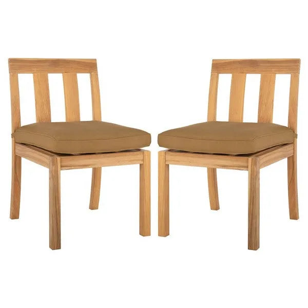 Montford Brazilian Teak Wood Dining Chair in Brown with Cushion (Set of 2)