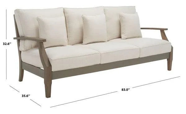 Safavieh Martinique Light Grey-Beige Wood Patio Sofa