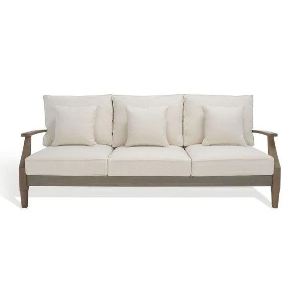 Safavieh Martinique Light Grey-Beige Wood Patio Sofa