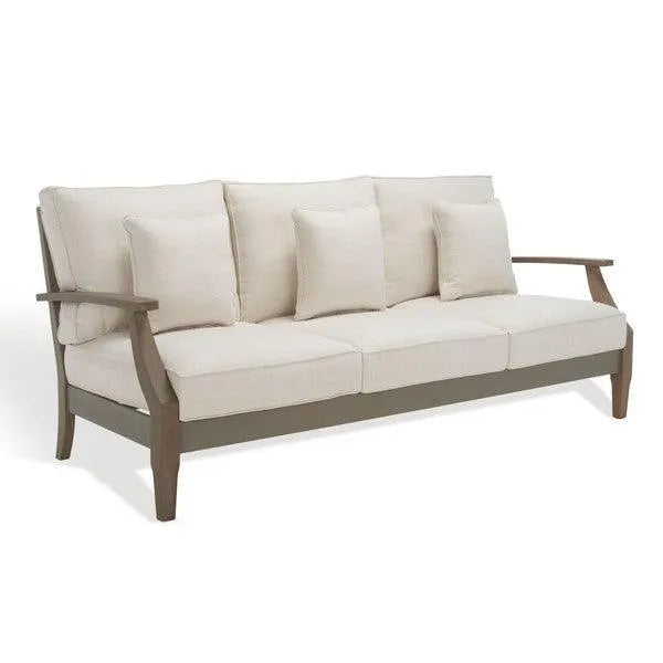 Safavieh Martinique Light Grey-Beige Wood Patio Sofa