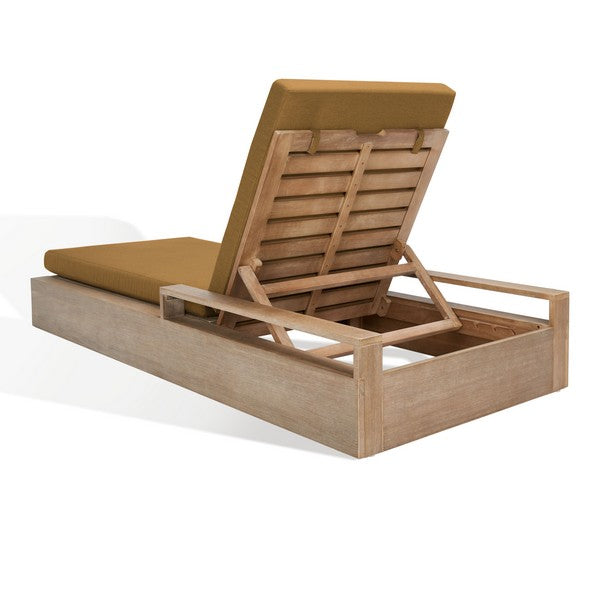 Lanai Wood Chaise Lounge Chair in Brown