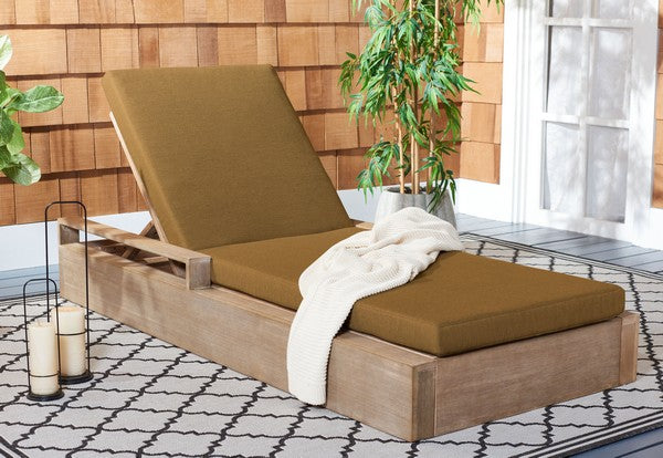 Lanai Wood Chaise Lounge Chair in Brown