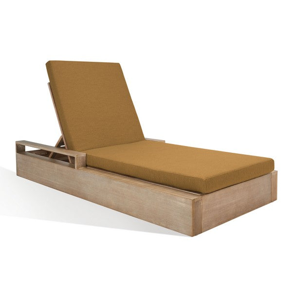 Lanai Wood Chaise Lounge Chair in Brown