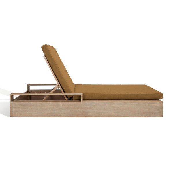 Lanai Wood Chaise Lounge Chair in Brown