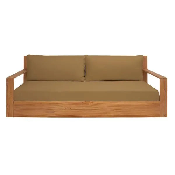 Kauai Teak Wood Patio Sofa in Brown