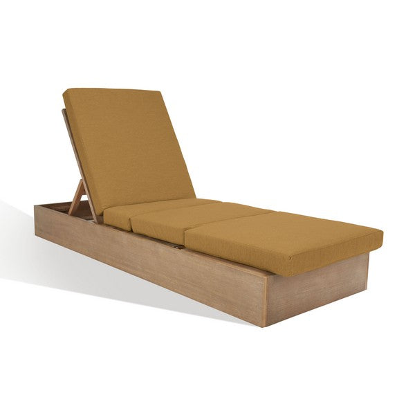 Vincent Wood Chaise Lounge Chair in Brown with Adjustable Back and Leg