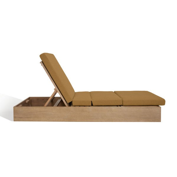 Vincent Wood Chaise Lounge Chair in Brown with Adjustable Back and Leg