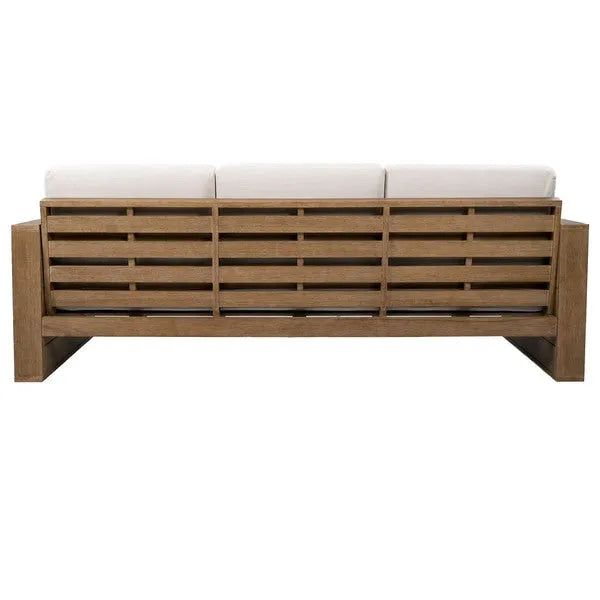 Santiago Eucalyptus Wood Patio Sofa in Natural/Beige with Upholstered Cushion