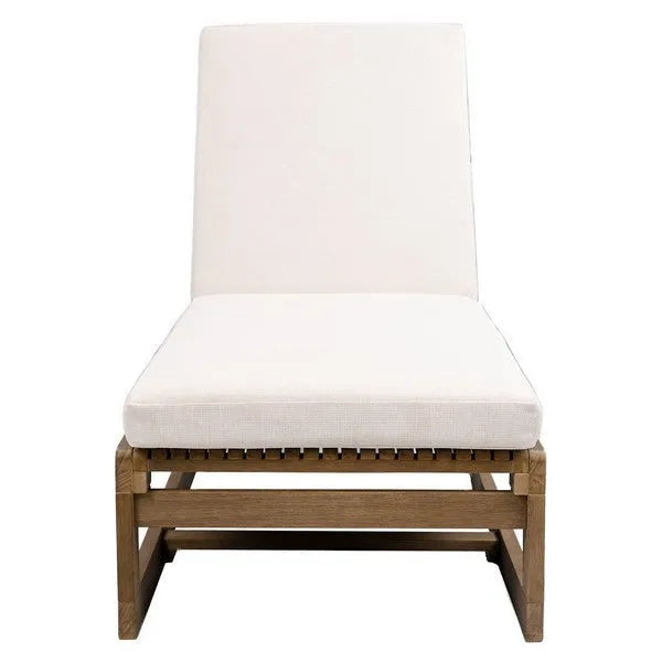 Saint Vincent Eucalyptus Wood Chaise Lounge Chair in Beige