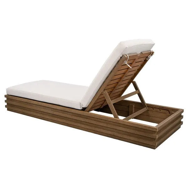 Barbados Eucalyptus Wood Chaise Lounge Chair in Beige