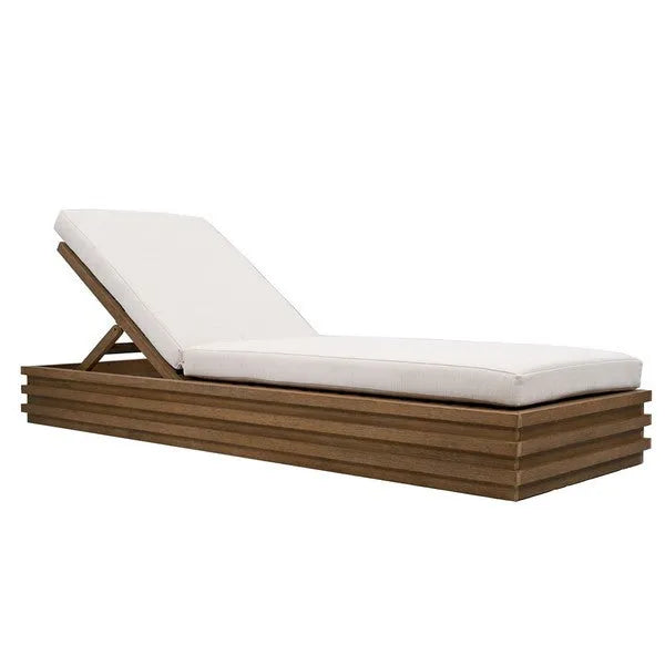 Barbados Eucalyptus Wood Chaise Lounge Chair in Beige