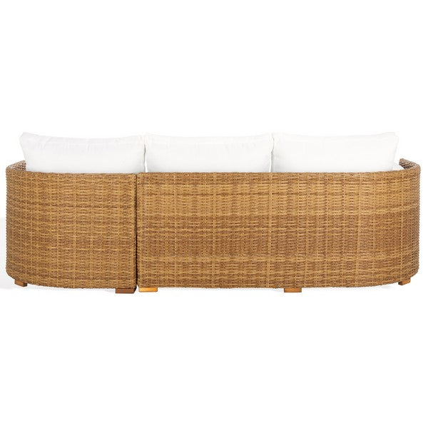 Anguilla Wicker Outdoor Chaise Sectional in Natural and White