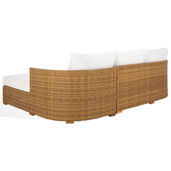 Anguilla Wicker Outdoor Chaise Sectional in Natural and White